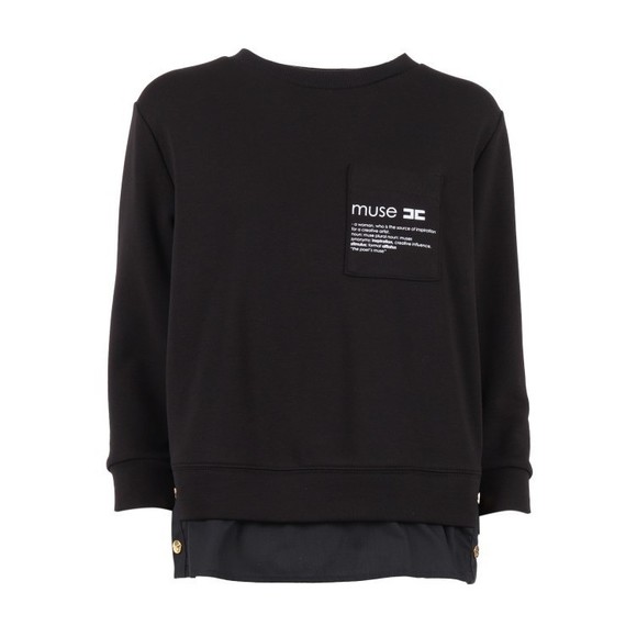 Elisabetta Franchi Layered Cotton Blend Top With Gold Accents - NWT